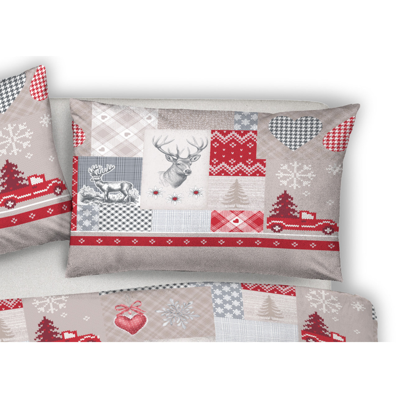 Parure Copripiumino in 100% Cotone Made In Italy Alpi Rosso