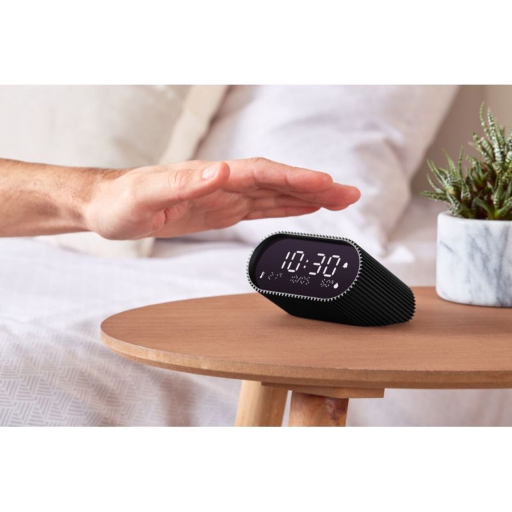 Réveil LEXON Ray Clock Thermomètre et Hygromètre Noir