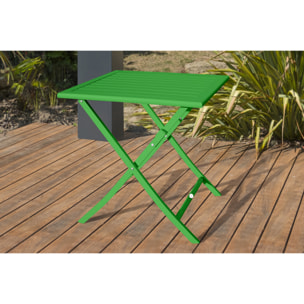 MARIUS - Table de jardin pliante en aluminium vert prairie