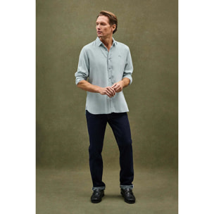 Camicia in tencel celeste con regular fit e logo Polo Club