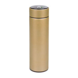 DAM Termo deportivo de 500ml con indicador de temperatura inteligente. Botella de agua aislada al vacío, hasta 12 horas de mantenimiento del calor. 6,5x6,5x22,6 Cm. Color: Plata