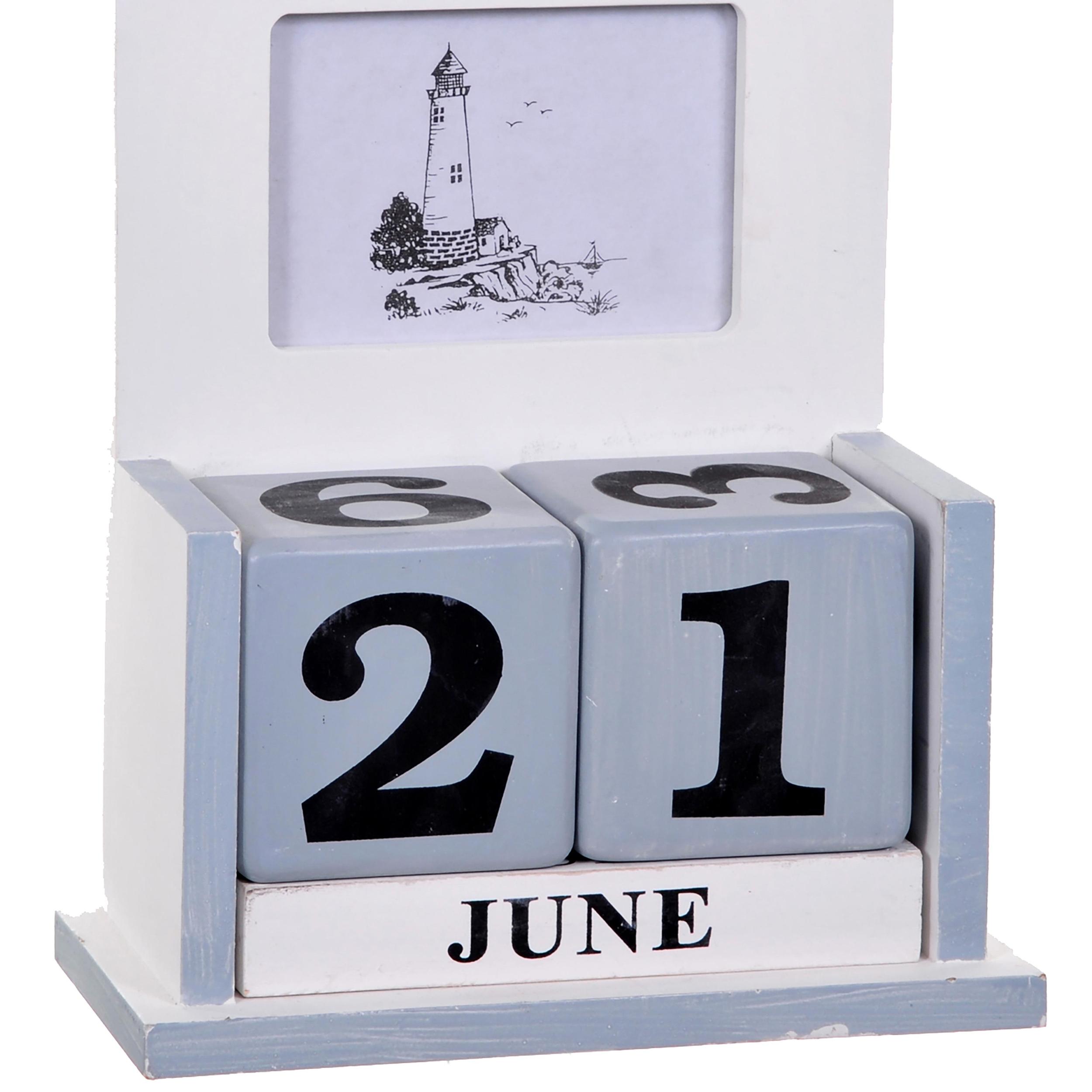 Porta Foto Con Calendario 32H Cm - Pezzi 1 - 21X32X10,5cm - Colore: Incolore - Bianchi Dino - Marina, Decori Tema Marino