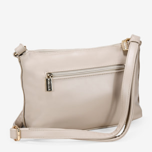 Bolso bandolera beige con bolsillo