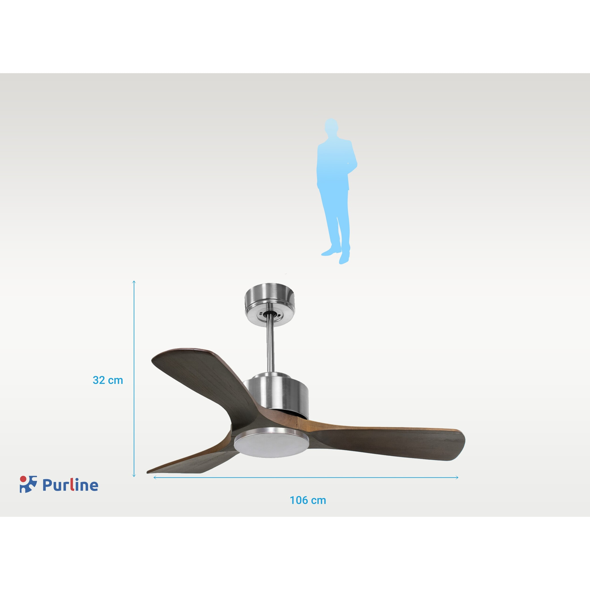 Ventilateur de plafond ø106 cm avec Wifi Réversible Hypersilence 40   W Argent
