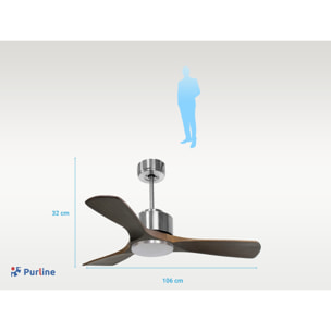 Ventilateur de plafond ø106 cm avec Wifi Réversible Hypersilence 40   W Argent