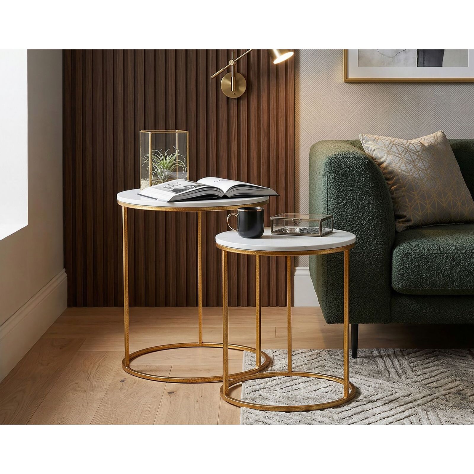 TAVOLINETTI SIMPLY MARBLE COPPIA CM Ø 52X63-42X53