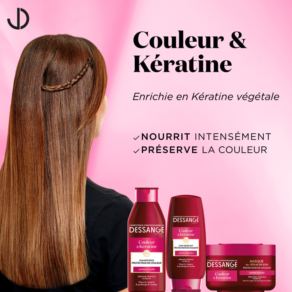 Dessange Couleur & Kératine Rituel Protecteur de Couleur Shampooing, Après-shampooing, Masque Cheveux Colorés 250ml,200ml,250ml