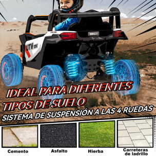 Coche Eléctrico para Niños 12V, Coche de Batería UTV con 2 Motores, Control Remoto 2,4G, Velocidad hasta 7 km/h, Sistema de Suspensión, Faros, USB, para Niños de +3 Años, Naranja