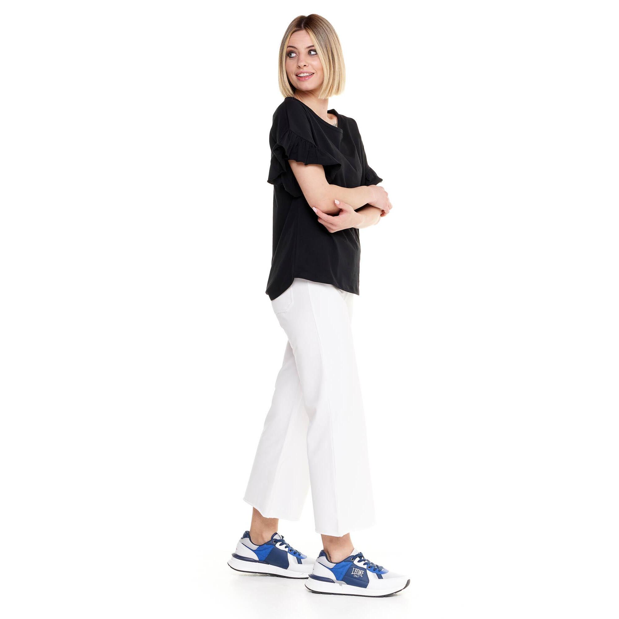 T-shirt a maniche corte con balze da donna Sparkly