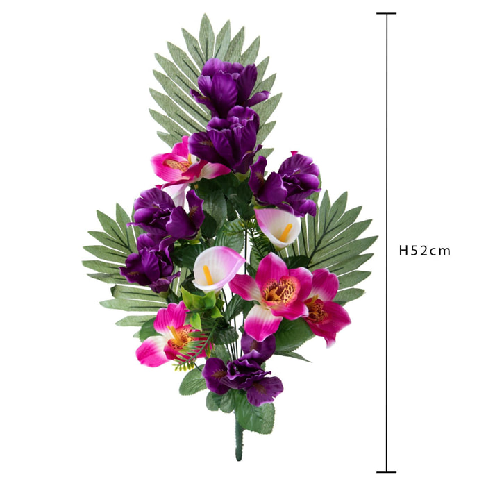 Frontale Iris/Calle 52 Cm - Pezzi 4 - 17X52X16cm - Colore: Viola - Bianchi Dino - Fiori Artificiali