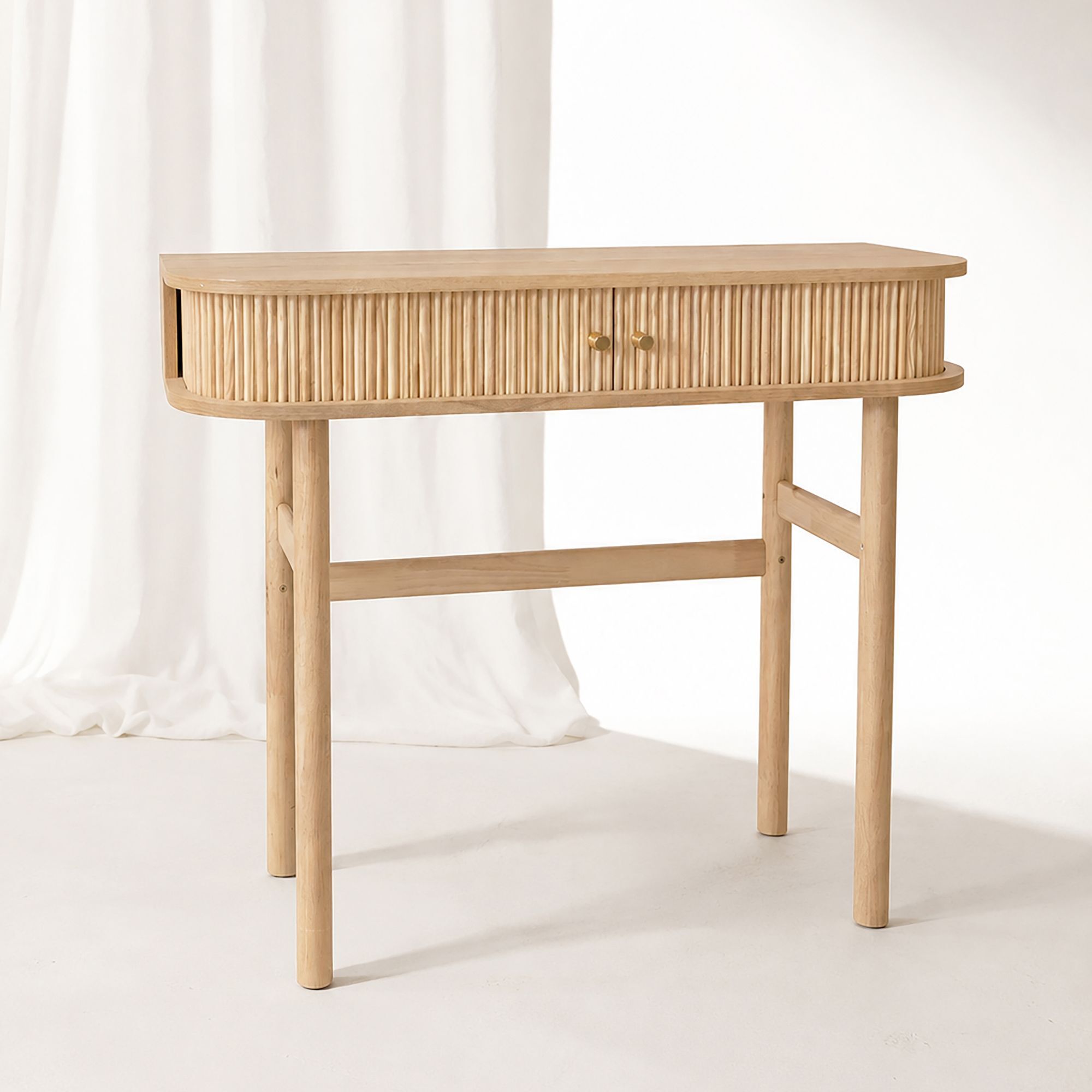 Console en bois clair avec portes coulissantes HECTOR