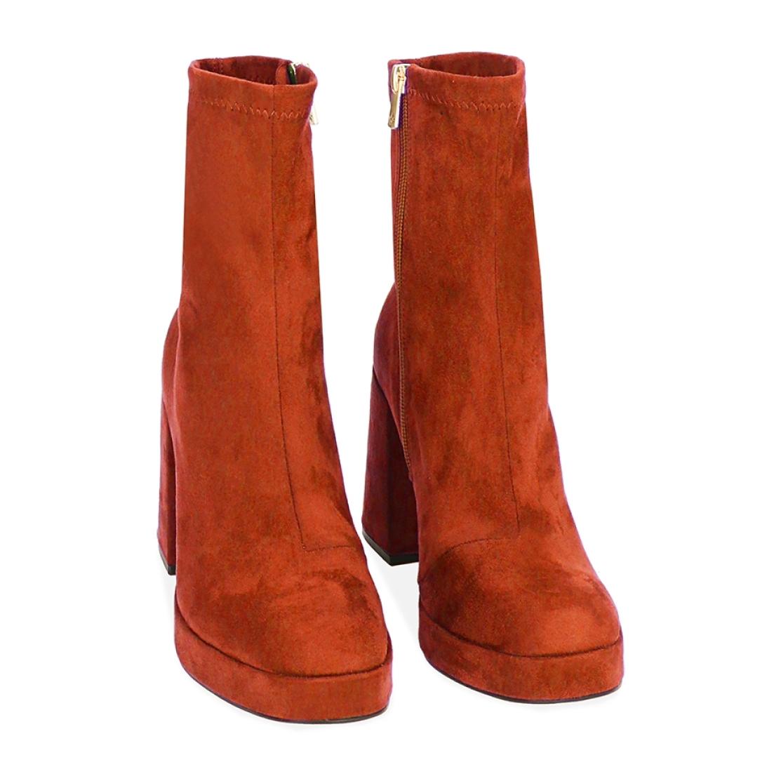 Ankle boots platform arancio in microfibra, tacco 9,5 cm