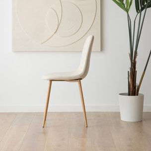 Chaise rembourrée Allende -tissu et bois-couleur beige 44 x 88 x 51 cm