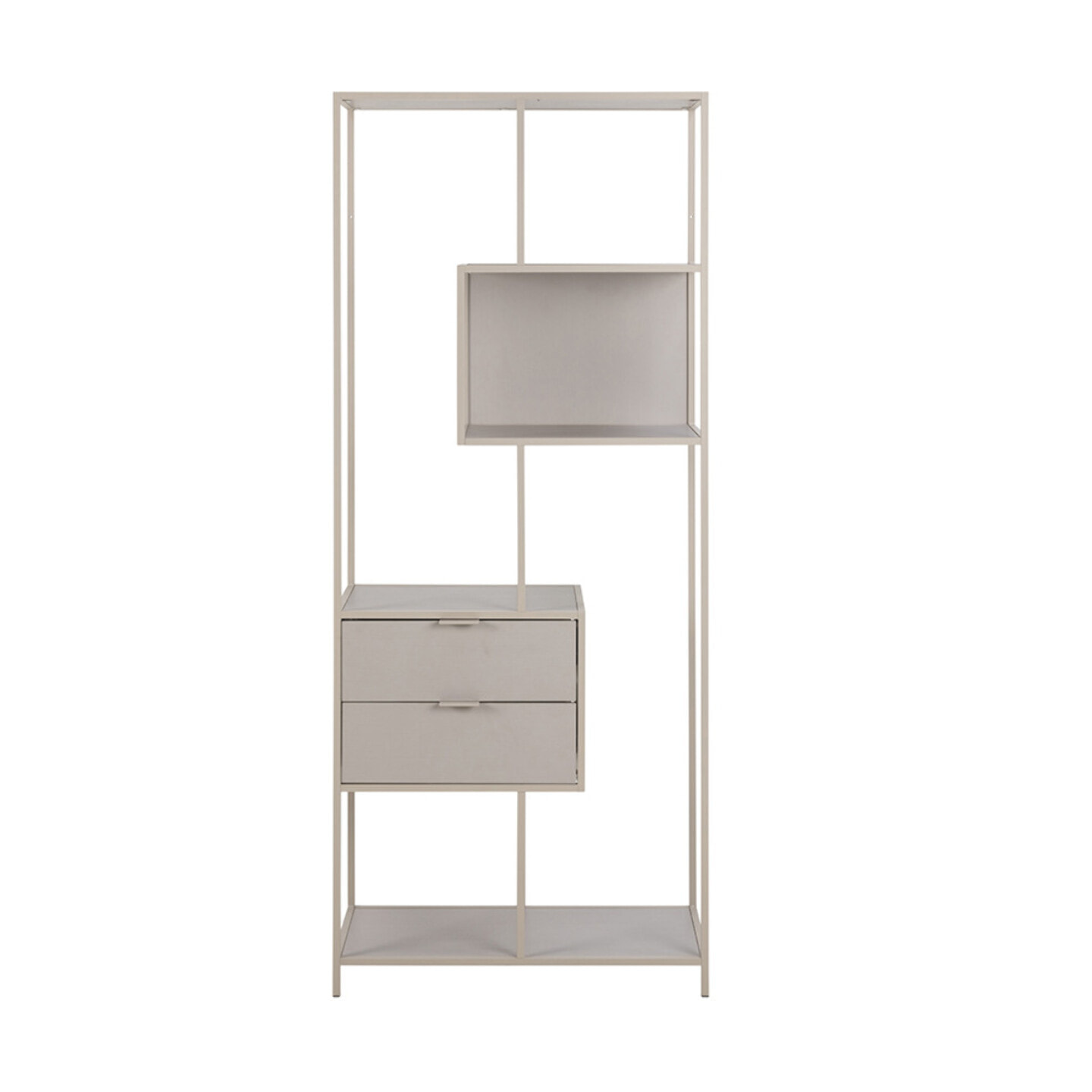 Anthea - étagère filaire métal avec plaquage en effet bois blanchi - avec tiroirs - 77 cm - gris - Gris