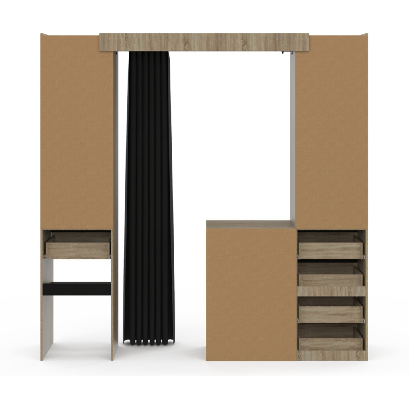 Dressing Justine extensible 120-180cm 5 tiroirs effet bois