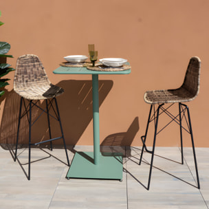 Lot de 2 chaises de bar 76 cm en résine tressée beige - Tiptur