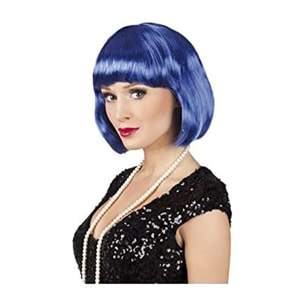 Accessorio Costume Parrucca Cabaret Caschetto Blu Donna Taglia Unica