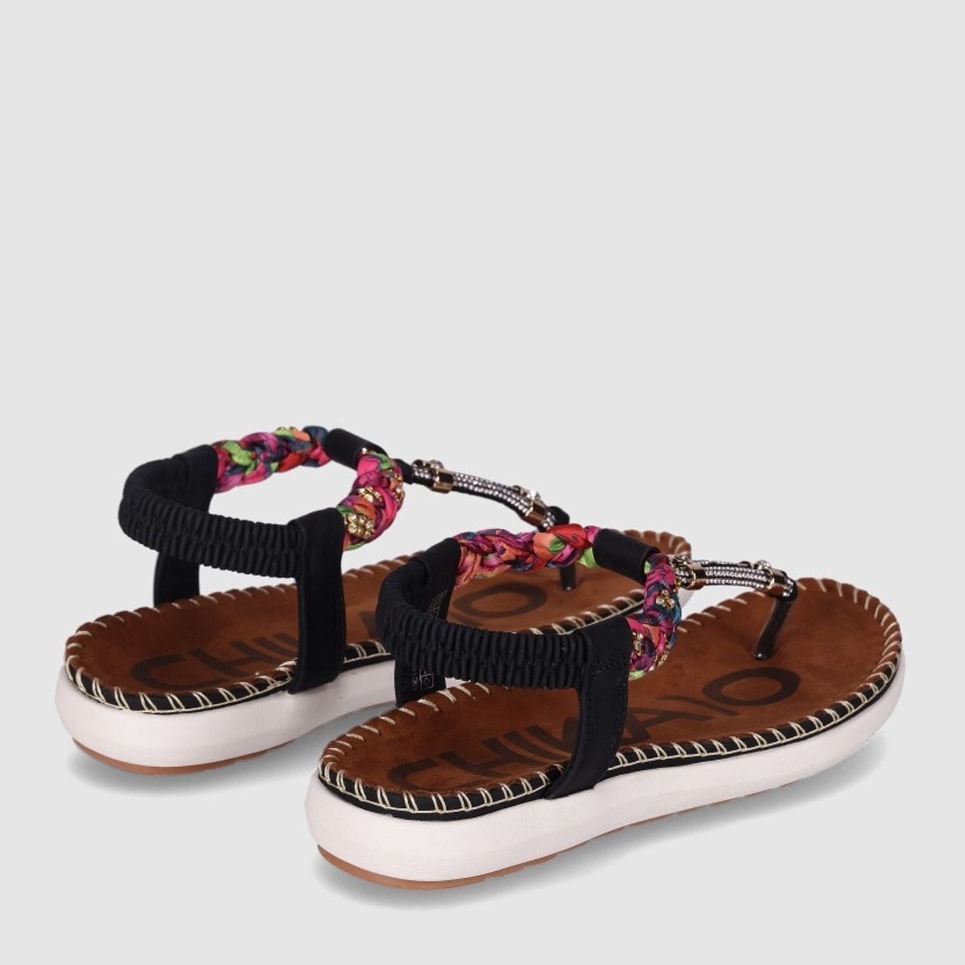 Sandalias de Piel Sintética - Negro - Tacón: Bajo