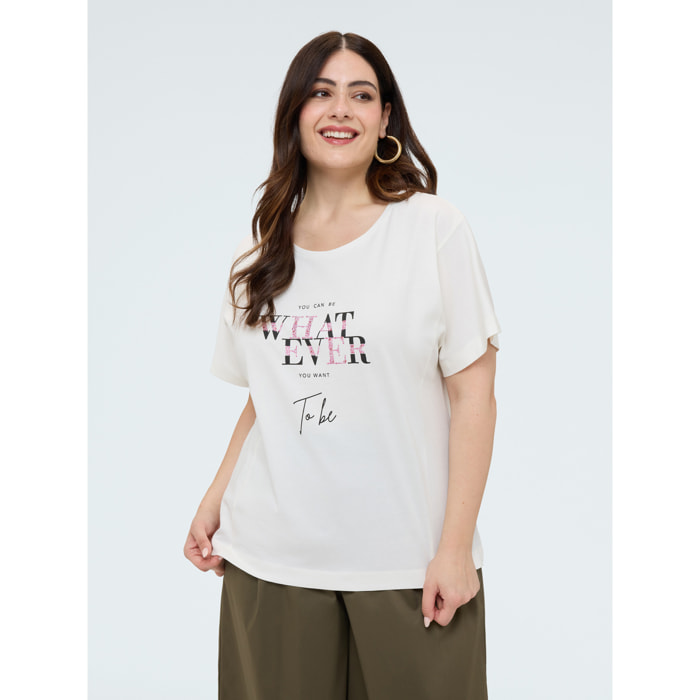 Fiorella Rubino - T-shirt in cotone con scritta motivazionale - Bianco