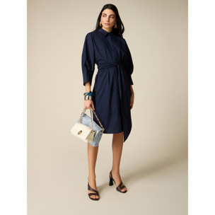 Oltre - Vestido de popelín con fajín - Azul