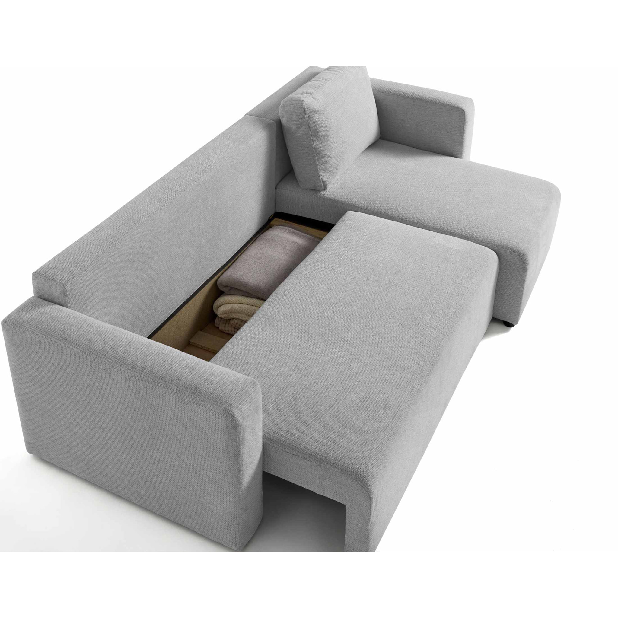 Canopy - canapé d'angle réversible - 4 places - convertible avec coffre - en tissu texturé - Gris clair