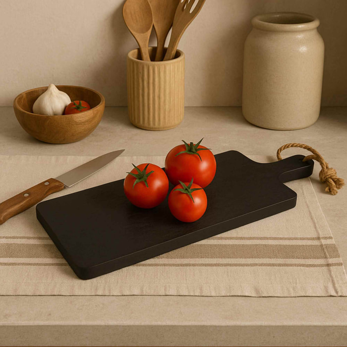 Tabla de cortar con mango de madera de caucho 50x15x2cm