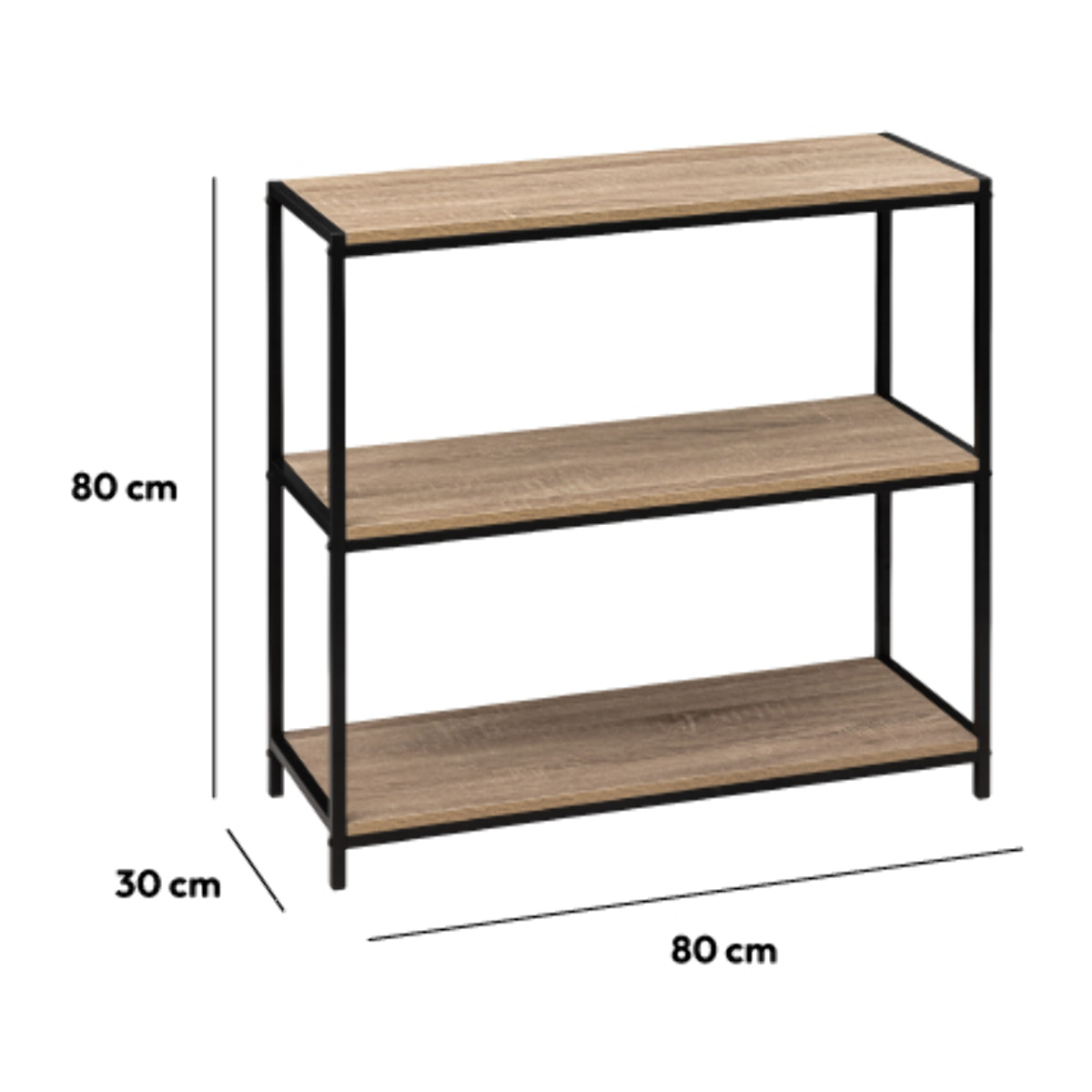 Console 3 niveaux "Aliaj" effet chêne naturel