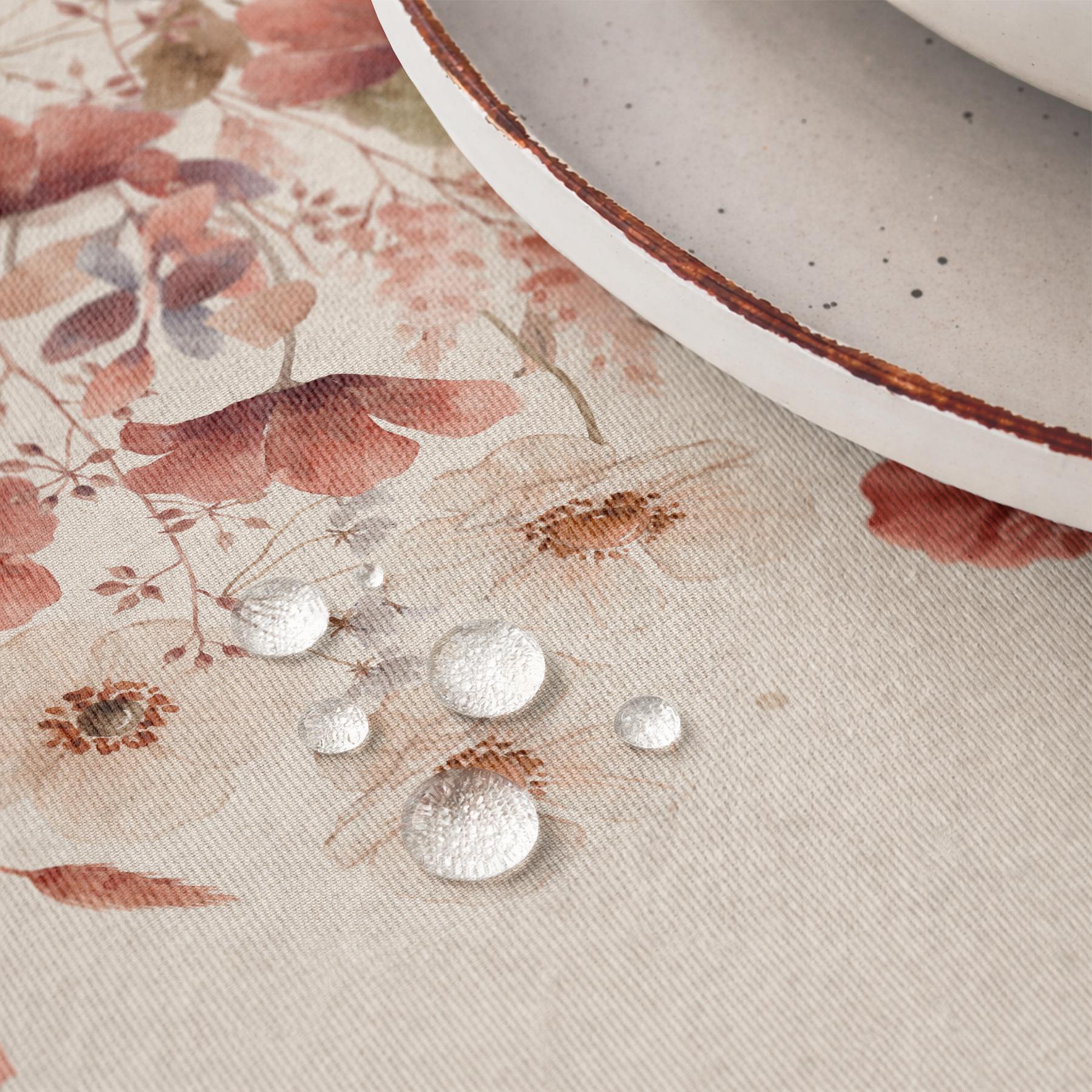 Nappe imprimée anti-taches COQUELICOT NATUREL