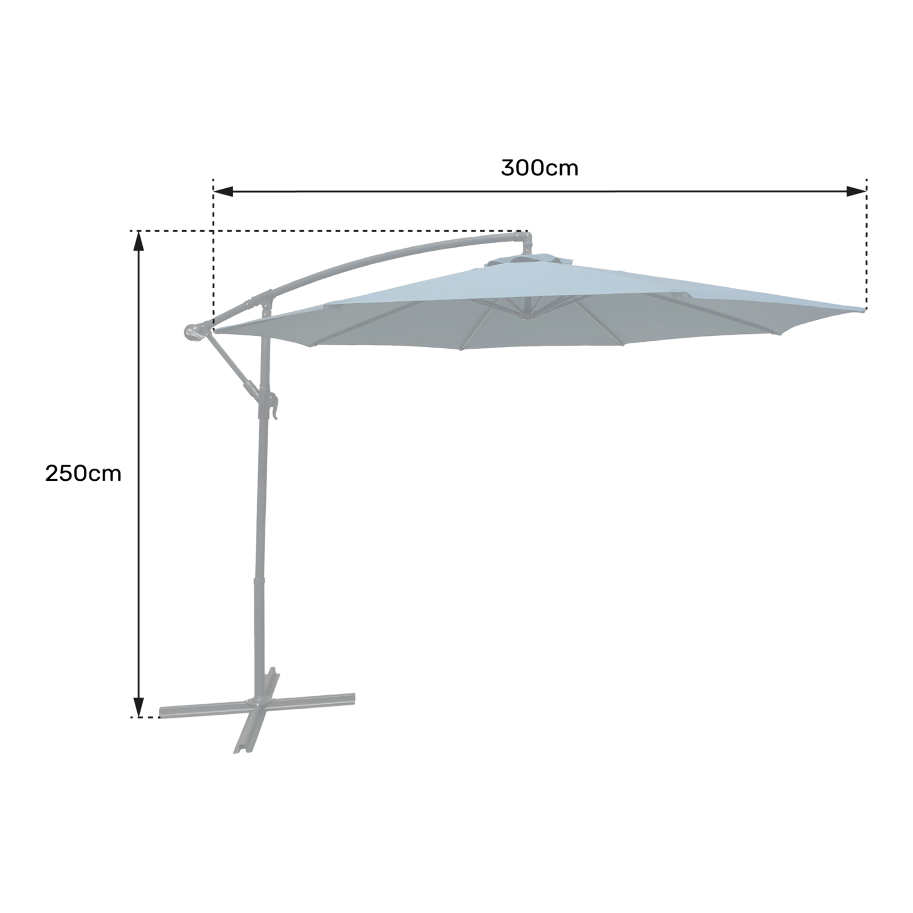 Parasol déporté OAHU rond + housse -