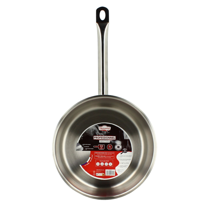 Casserole professionnelle acier inoxydable 24cm - tous feux  PROFESSIONNEL