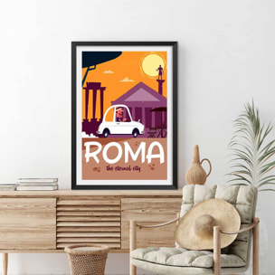 Affiche Voyage à Rome Affiche + cadre en bois - Noir