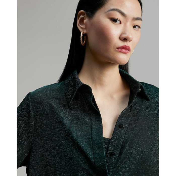 Blusa in maglia circolare con lurex