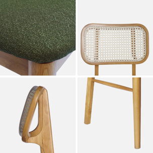 Chaise bohème bois d'hévéa et cannage (lot de 2) MANI