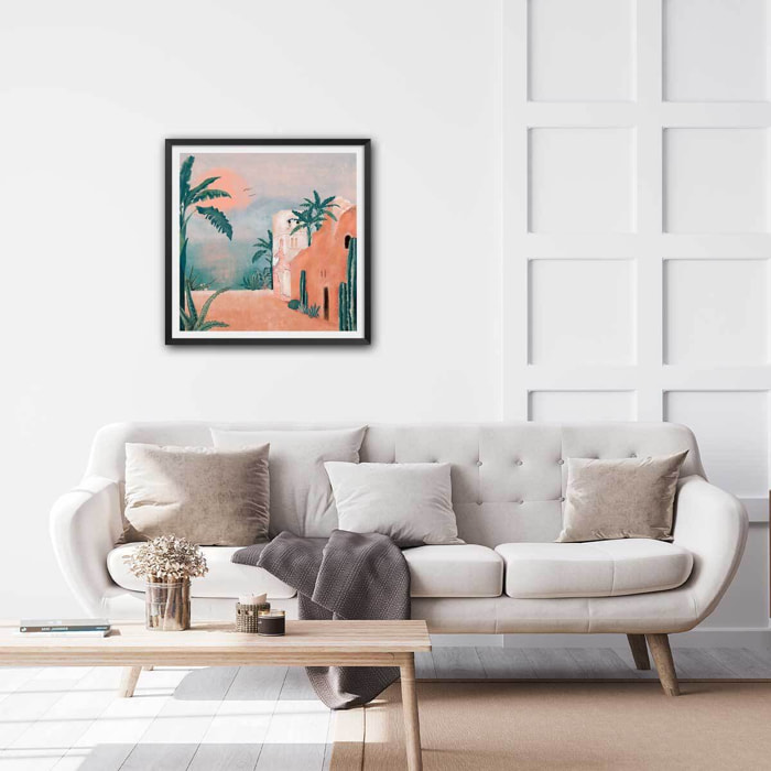 Affiche illustration ambiance la mamounia Affiche + cadre en bois - Noir