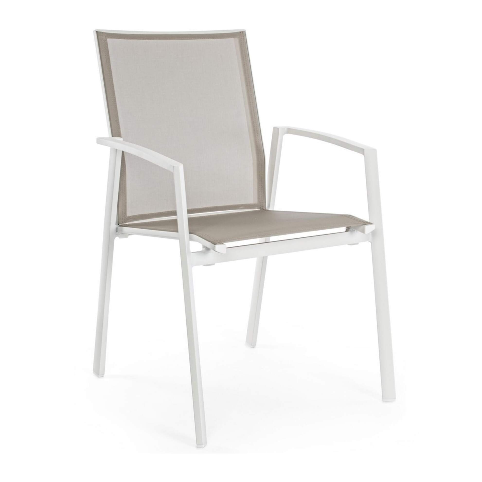 Set 4 sedie da giardino ZARAGOZA in textilene e alluminio bianco, impilabile