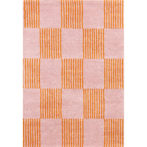 GROOVY - Tapis rétro coloré style seventies - Confortable et moelleux - Orange