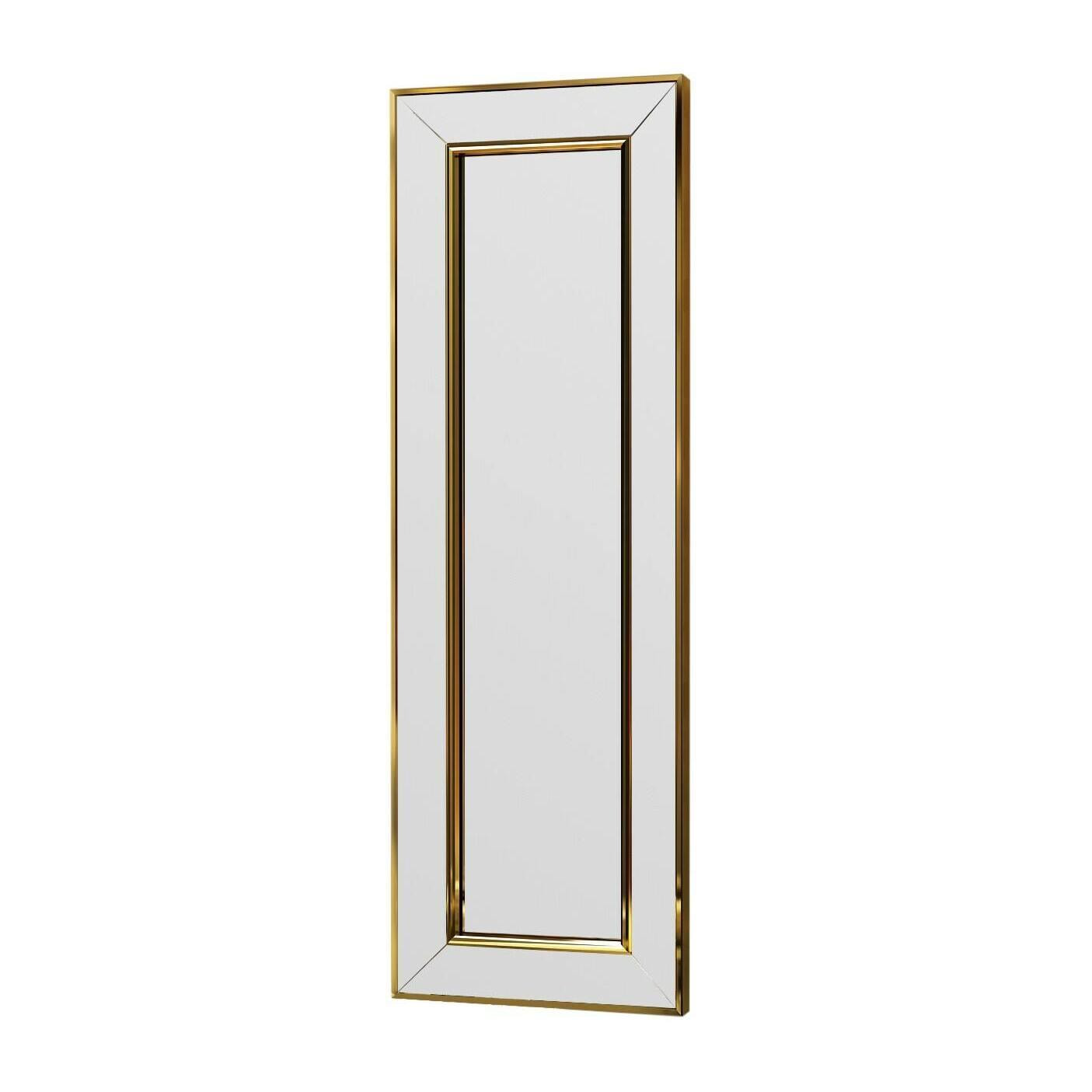 Specchio Dpancher, Specchiera, Articolo d'arredo a muro, Decorazione con specchio, 30x3h90 cm, Oro