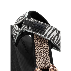 Sandalias Mujer Forest High Franjas Animal Print Negro