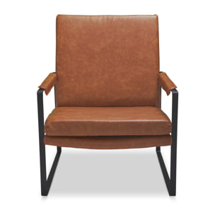 BRADFORD - Poltrona design retrÃ² in leatherette cuoio
