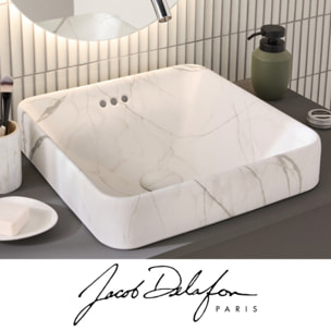 Vasque carrée à poser Vox effet marbre sculptural