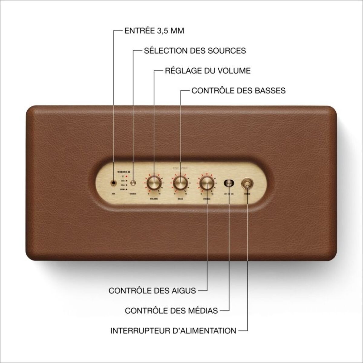 Enceinte résidentielle MARSHALL Woburn III Marron - Bluetooth, 90W, design rétro
