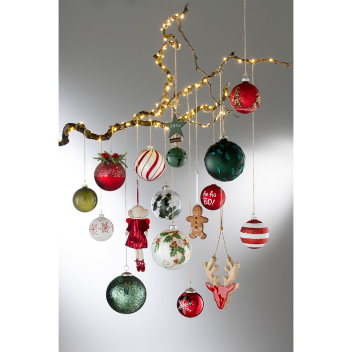 J-Line boules de Noël - verre - blanc & rouge - 6 pcs