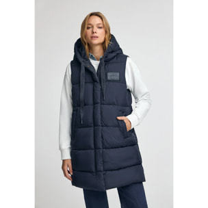 Gilet lungo reversibile blu marino con logo Polo Club