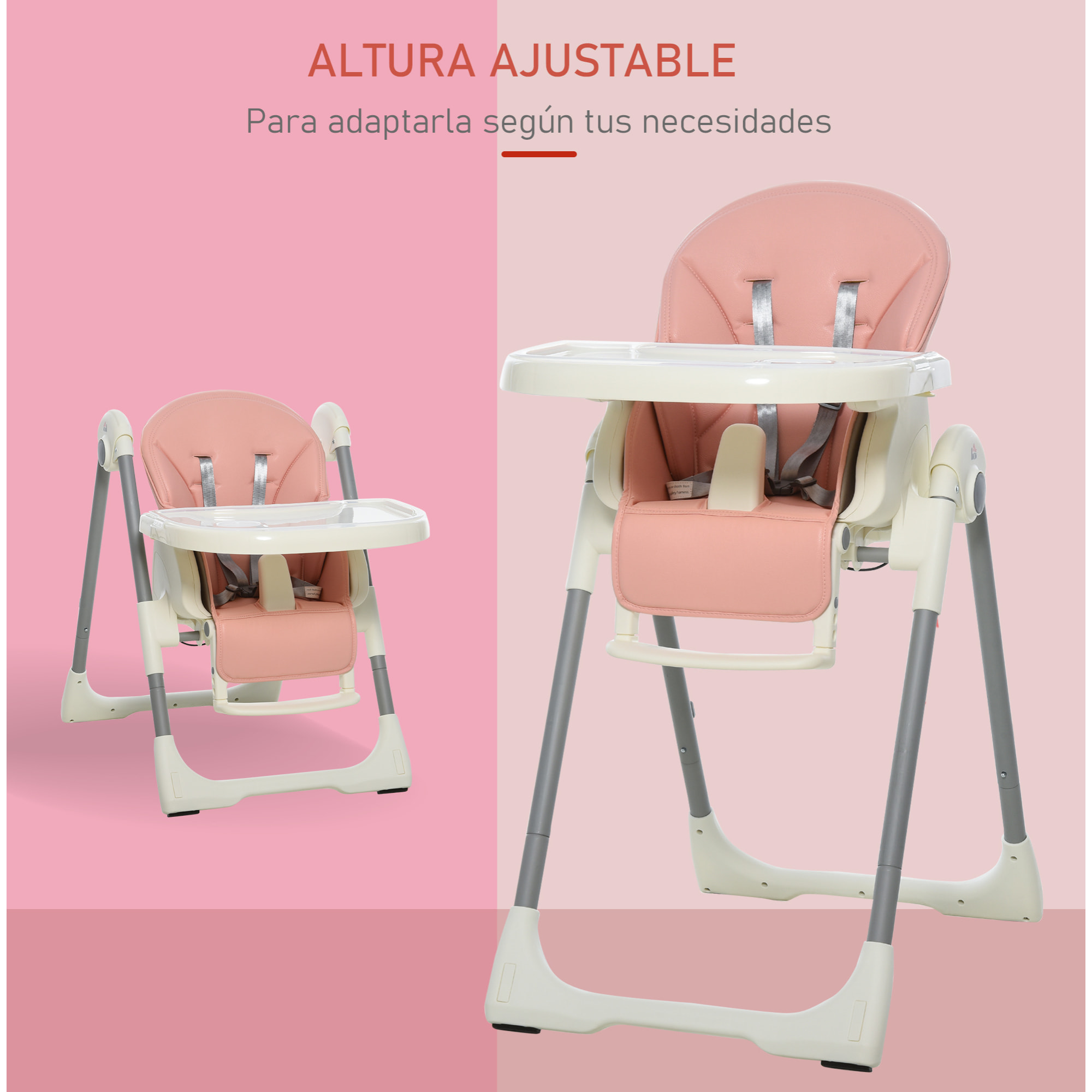 Trona para Bebé Evolutiva Ajustable y Plegable Rosa