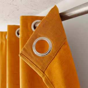 Rideau occultant uni et fileté - Jaune moutarde