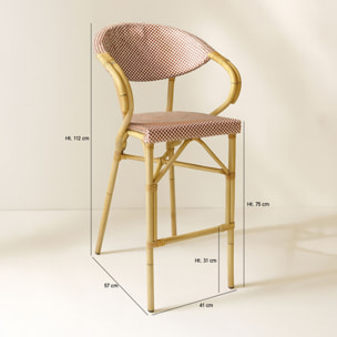 Lot de 2 fauteuils de bar en aluminium et effet rotin rouge AMALFI