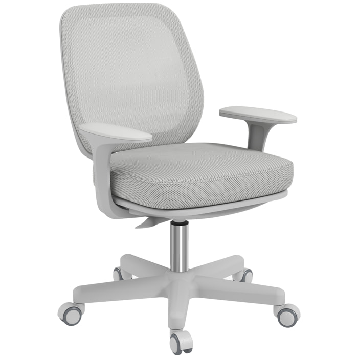 Chaise de bureau ergonomique hauteur réglable pivotante 360° revêtement maille gris