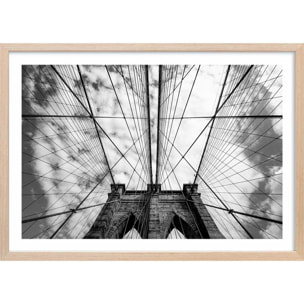 Affiche deco Brooklyn Bridge details Affiche + cadre en bois - Chêne