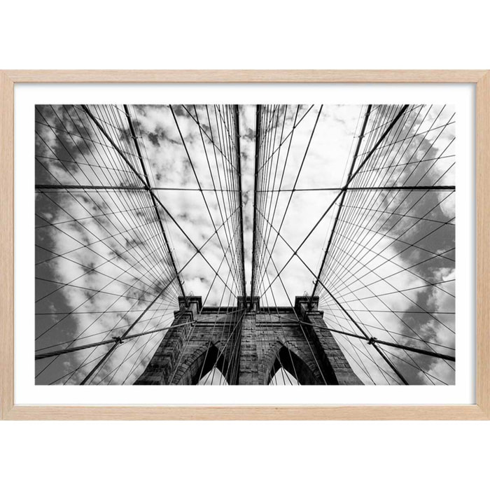 Affiche deco Brooklyn Bridge details Affiche + cadre en bois - Chêne