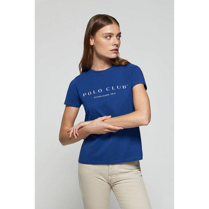 Camiseta azul royal con print icónico Polo Club